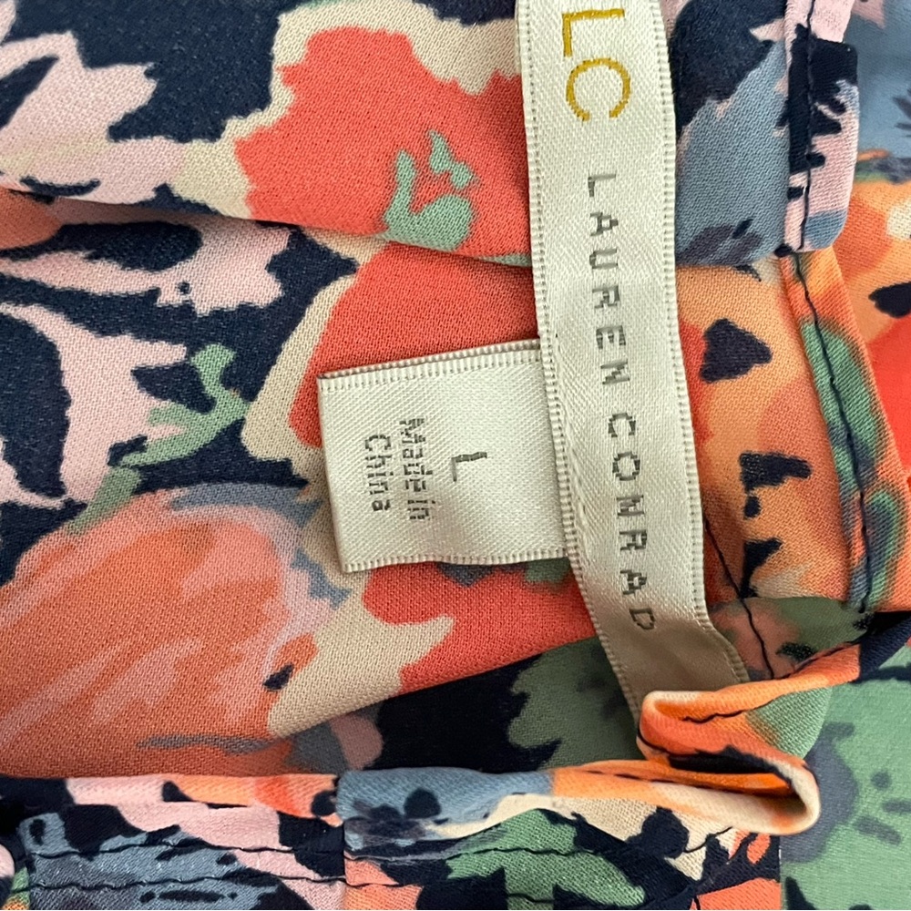 LC Lauren Conrad Navy Floral Scoop Neck Blouse - Picture 11 of 14
